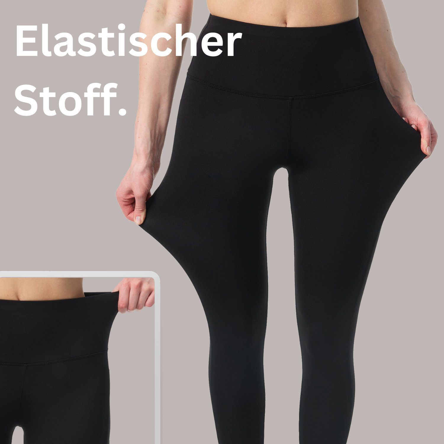 Frentree Leggings mit Taschen für Damen, Lange Sporthose, (High Waist, Yogaleggings in vielen Farben) Laufhose mit hohem Komfort