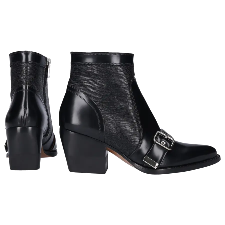 Chloé - Stiefeletten RYLEE Kalbsleder Logo schwarz - schwarz