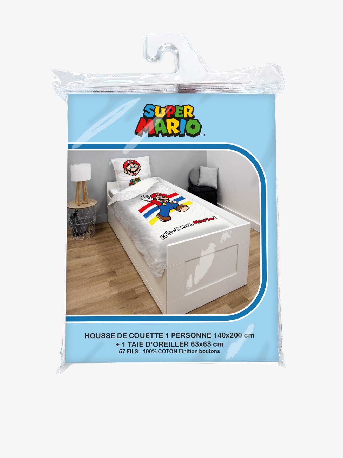 Super Mario Kinder Bettwäsche-Set SUPER MARIO & LUIGI - weiß