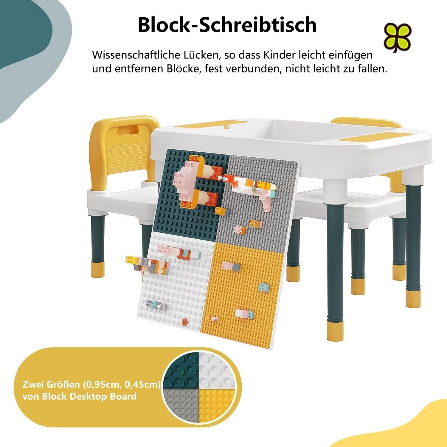 EUGAD Kindertisch (1-St., mit 2 Stühlen), Spieltisch Maltisch mit Stauraum