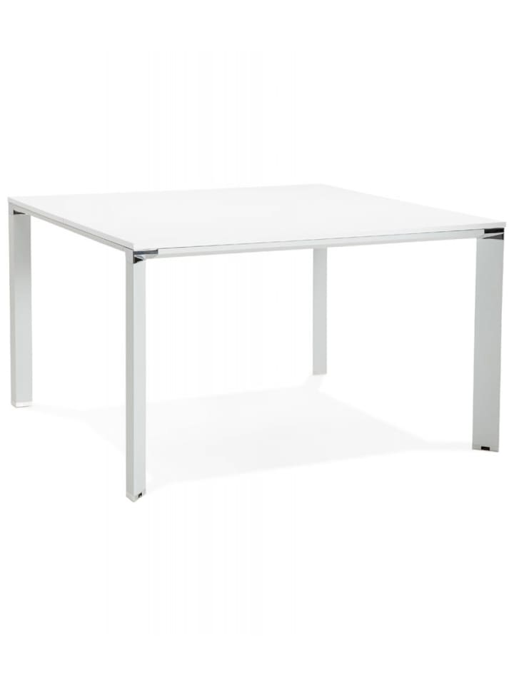 KADIMA DESIGN Quadratischer Besprechungstisch Holz Metall | Minimalistisches Design in Weiß günstig kaufen