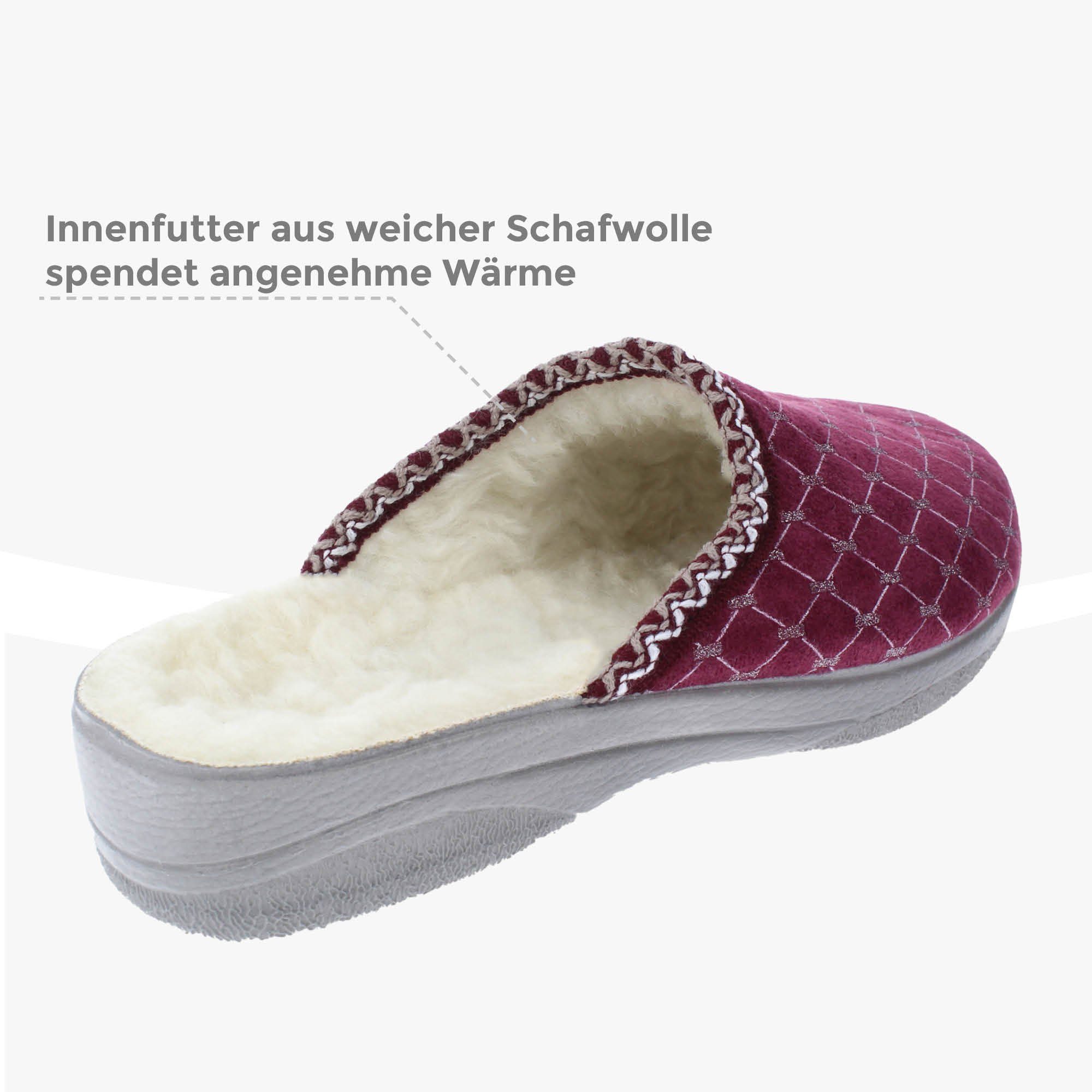 filsko Leichte Winter Pantoffeln für Damen Hausschuh mit Schafwolle gefüttert