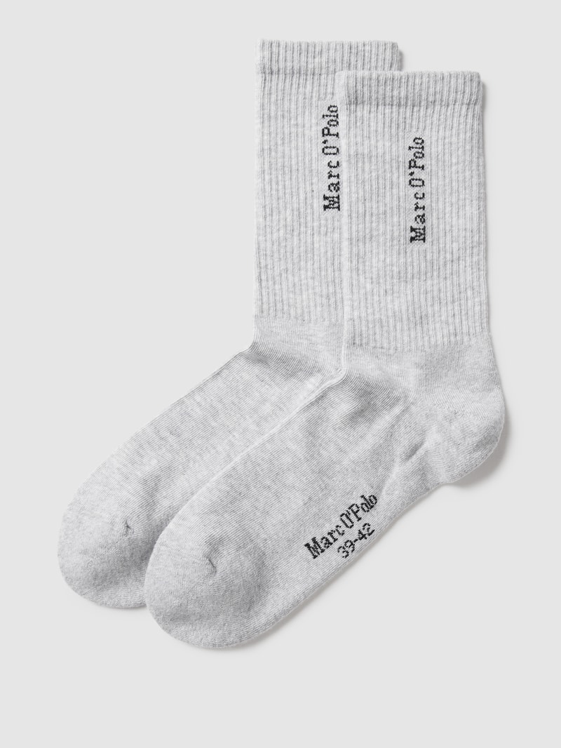 Socken mit Label-Detail im 2er-Pack Modell 'Alex' in hellgrau meliert