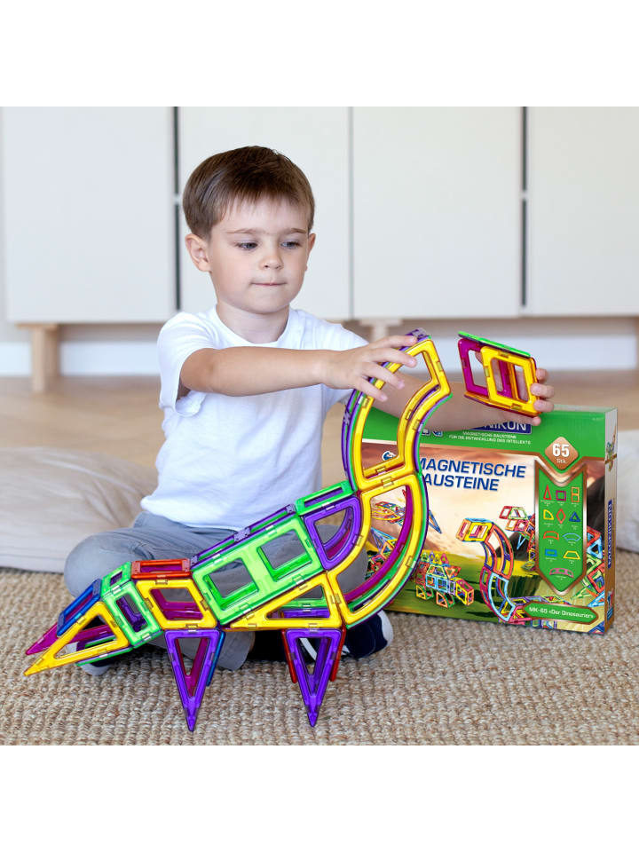 MAGNIKON Magnetische Bausteine MK-65 Der Dinosaurier, 65-Teilig-ab 3 Jahre günstig kaufen onesize