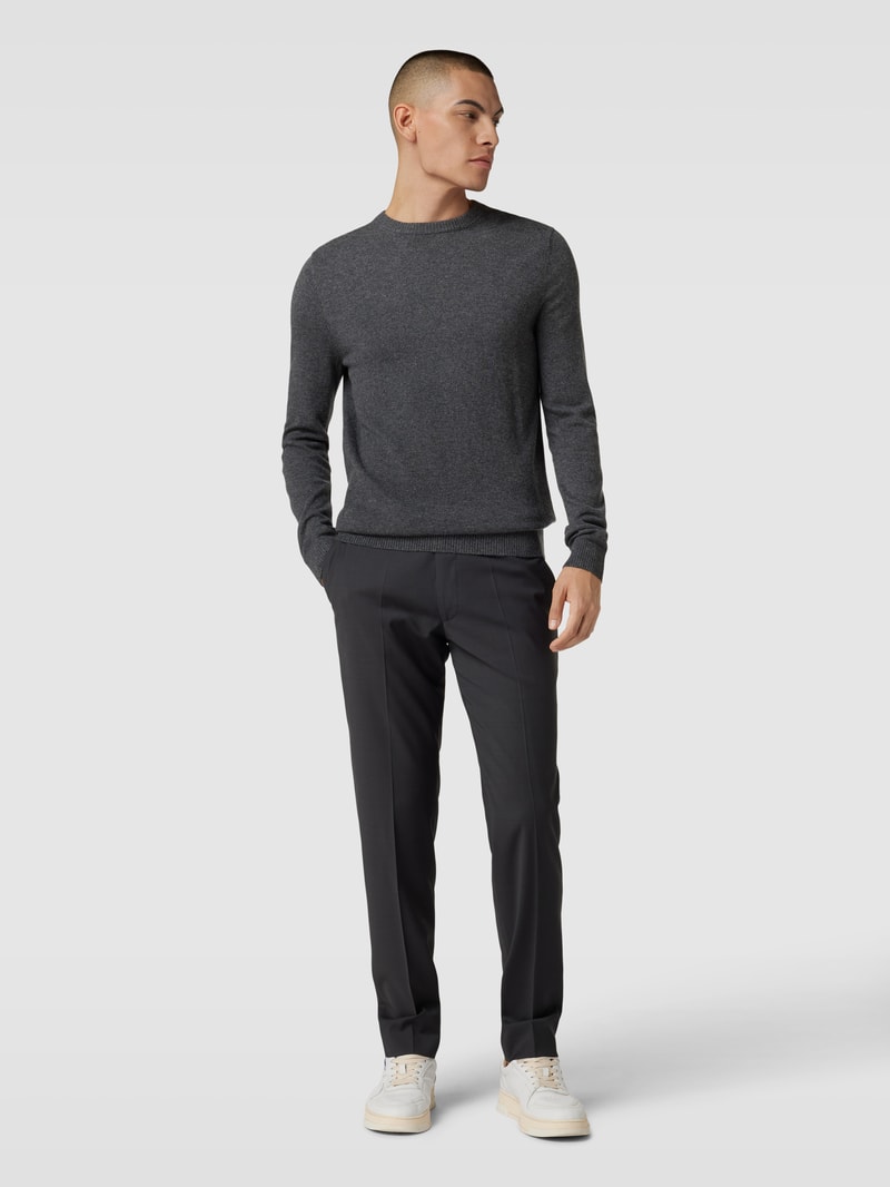 Strickpullover aus Kaschmir mit Rundhalsausschnitt in anthrazit meliert