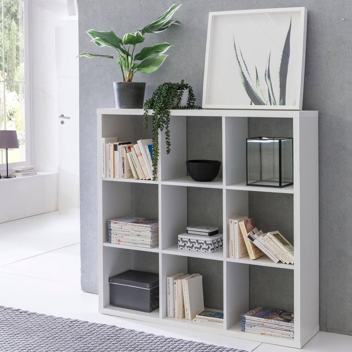 Wohnling Würfelregal EDDIE 112x29x112 cm 9 Fächer Weiß