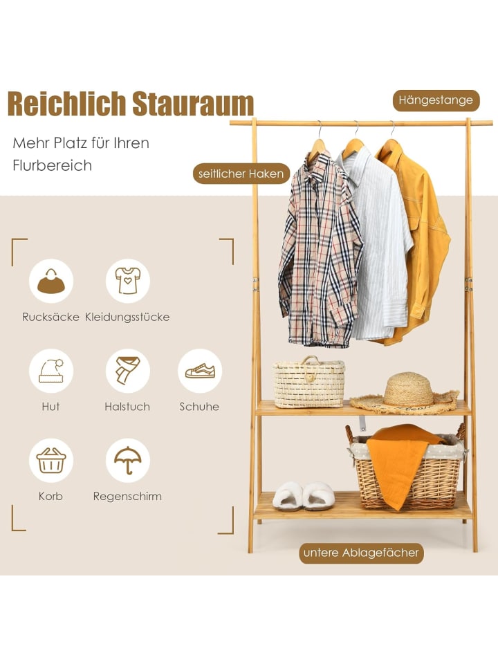 COSTWAY Kleiderständer 160cm in Beige günstig kaufen 160 cm