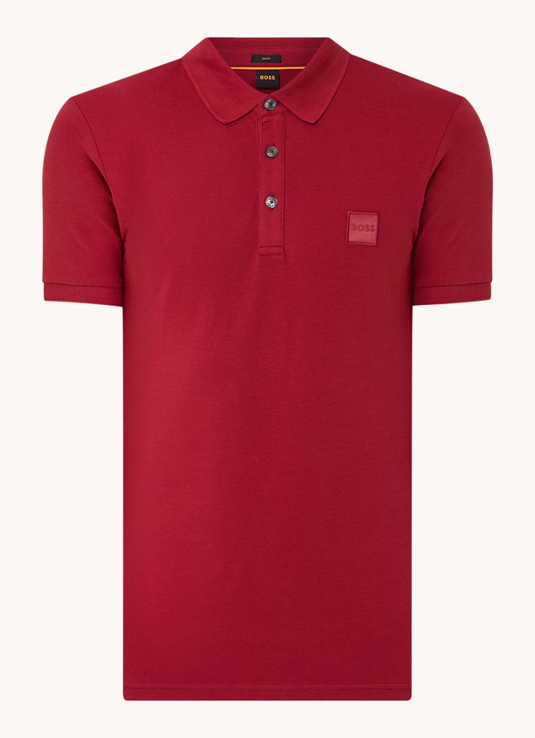 Polo HUGO BOSS Passenger slim fit em piqué de algodão com logotipo.