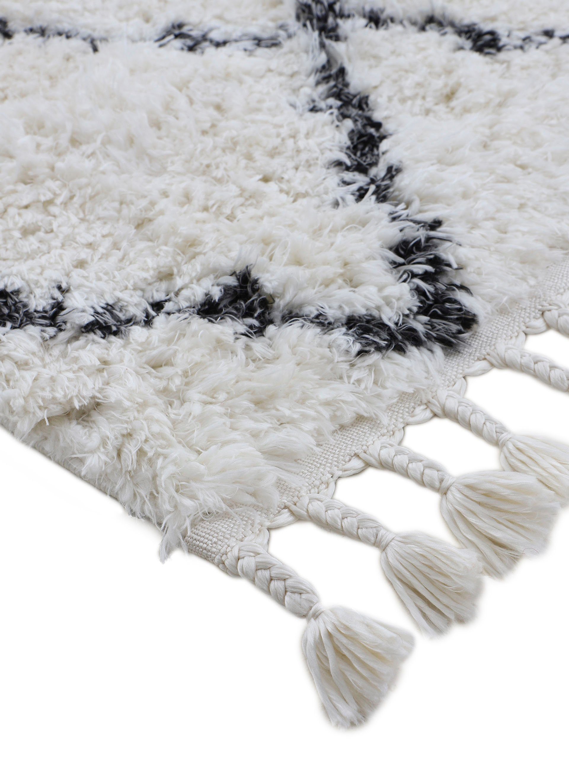Hochflor-Läufer Eddy, carpetfine, rechteckig, Höhe: 30 mm, mit Fransen, Wohnzimmer