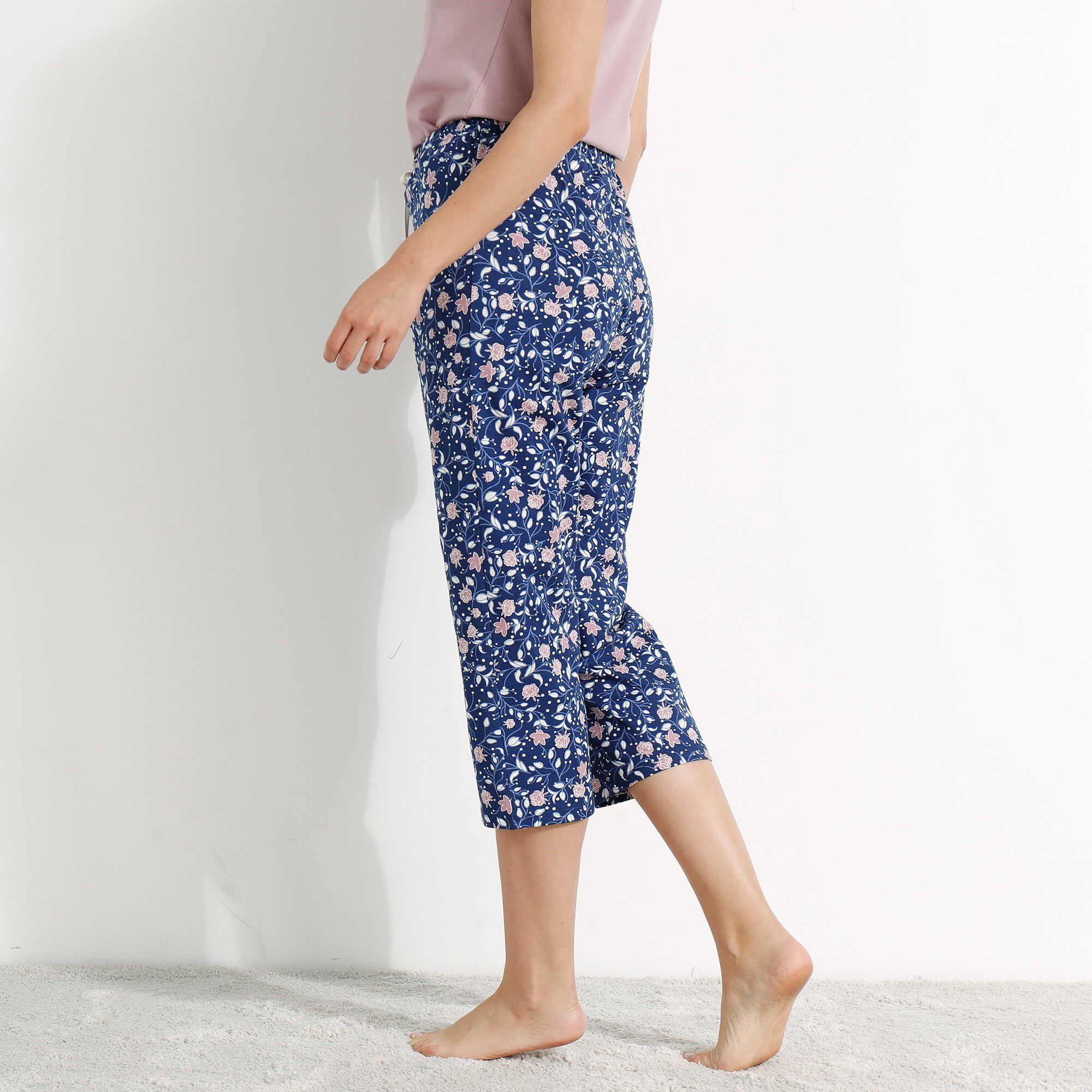Pantacourt pyjama coton imprimé floral