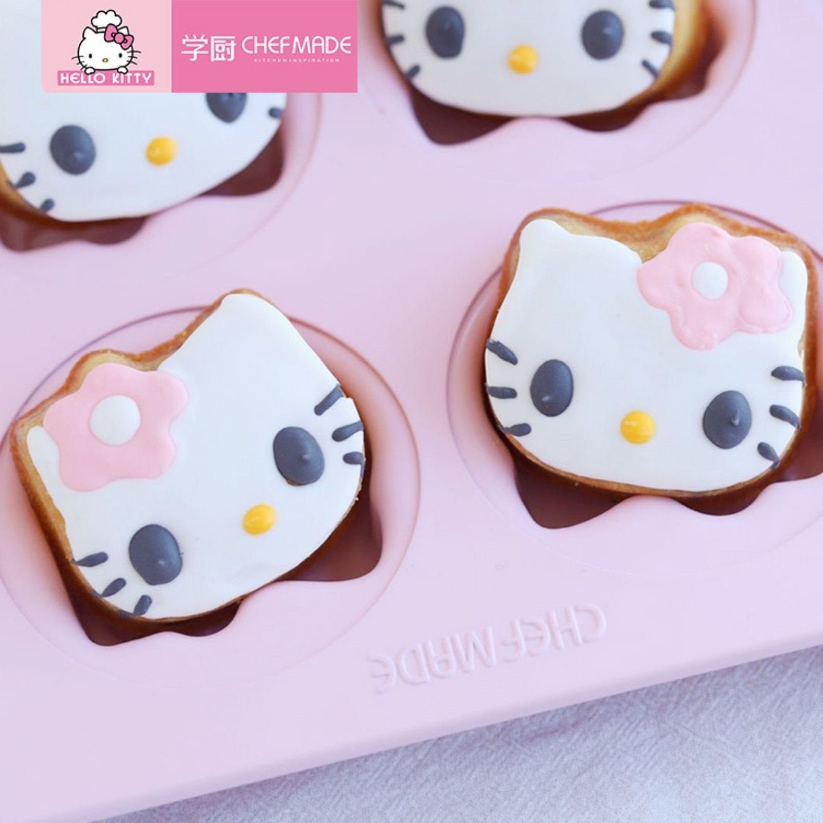 Chefmade Muffinform Muffinblech, (CHEFMADE, HELLO KITTY, Pink, 12er Muffinblech, 326x258x28mm, antihaft- & silikonbeschichtet, Muffinform, Cupcakeblech, Minikuchenform, Backblech, Cup-Cakes, Kohlenstoffstahl 1-tlg), Muffinform 12 Muffins - Muffin Bac