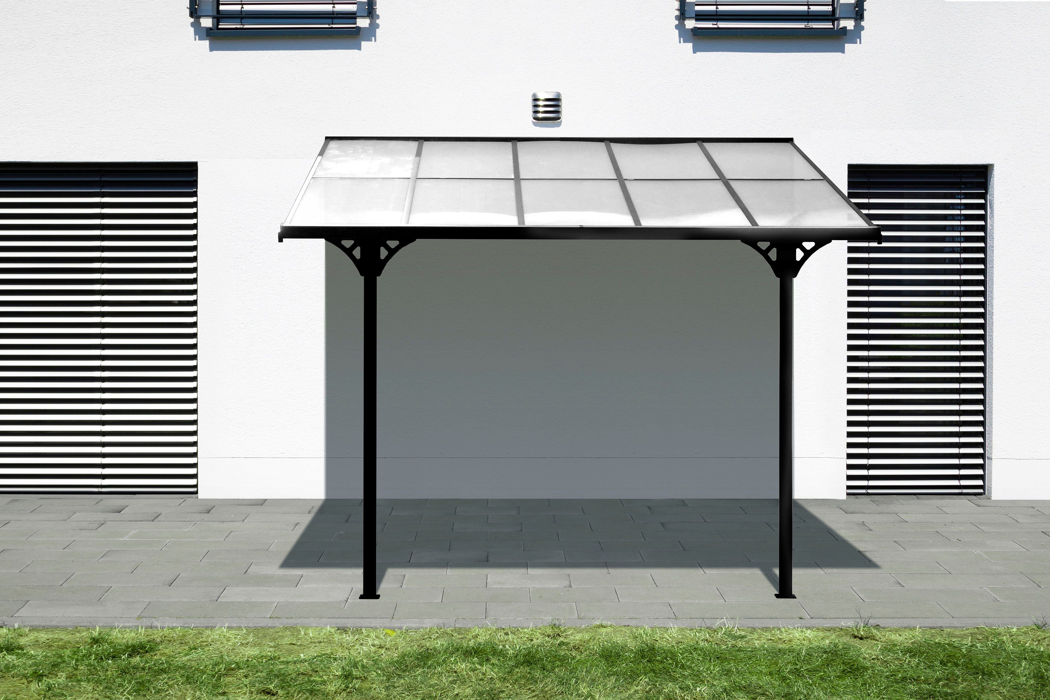 WESTMANN Terrassendach Bruce, BxT: 313x300 cm, Bedachung Doppelstegplatten, Rahmen aus pulverbeschichtetem Aluminium, schwarz