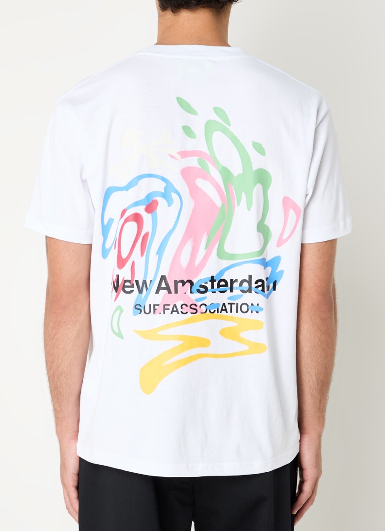 Ny Amsterdam Surf Association T-skjorte med logo og trykk på ryggen