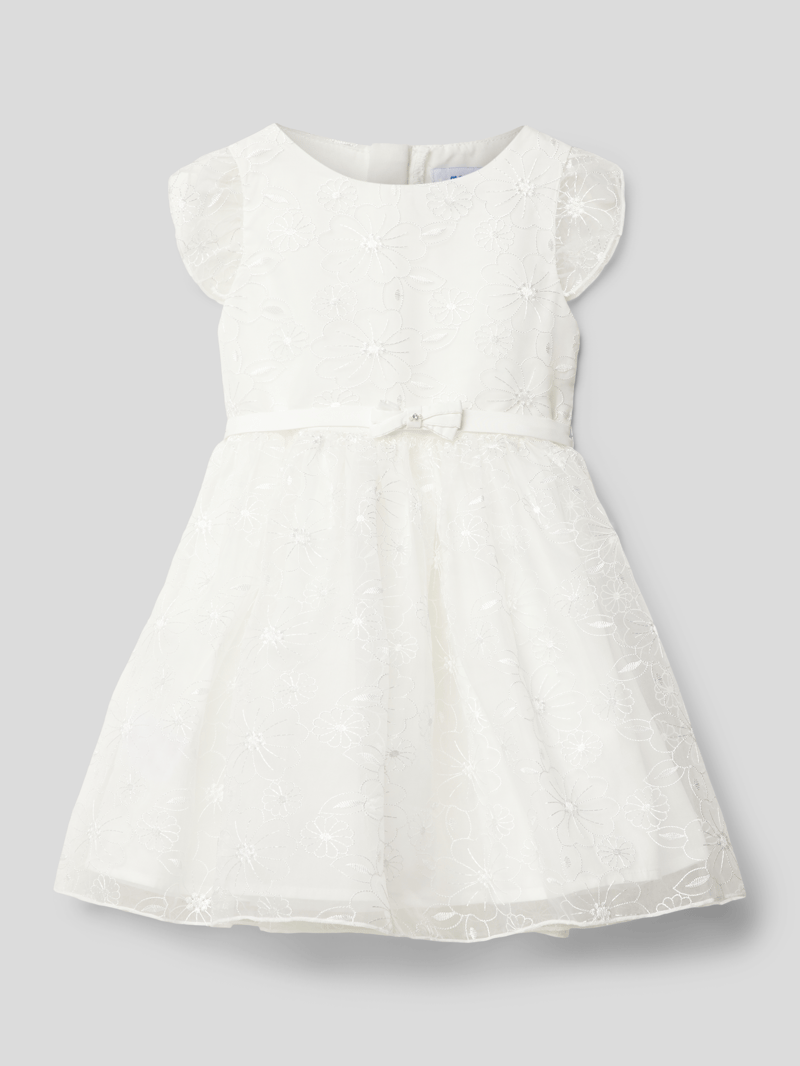 Kleid mit floralen Stickereien in ecru