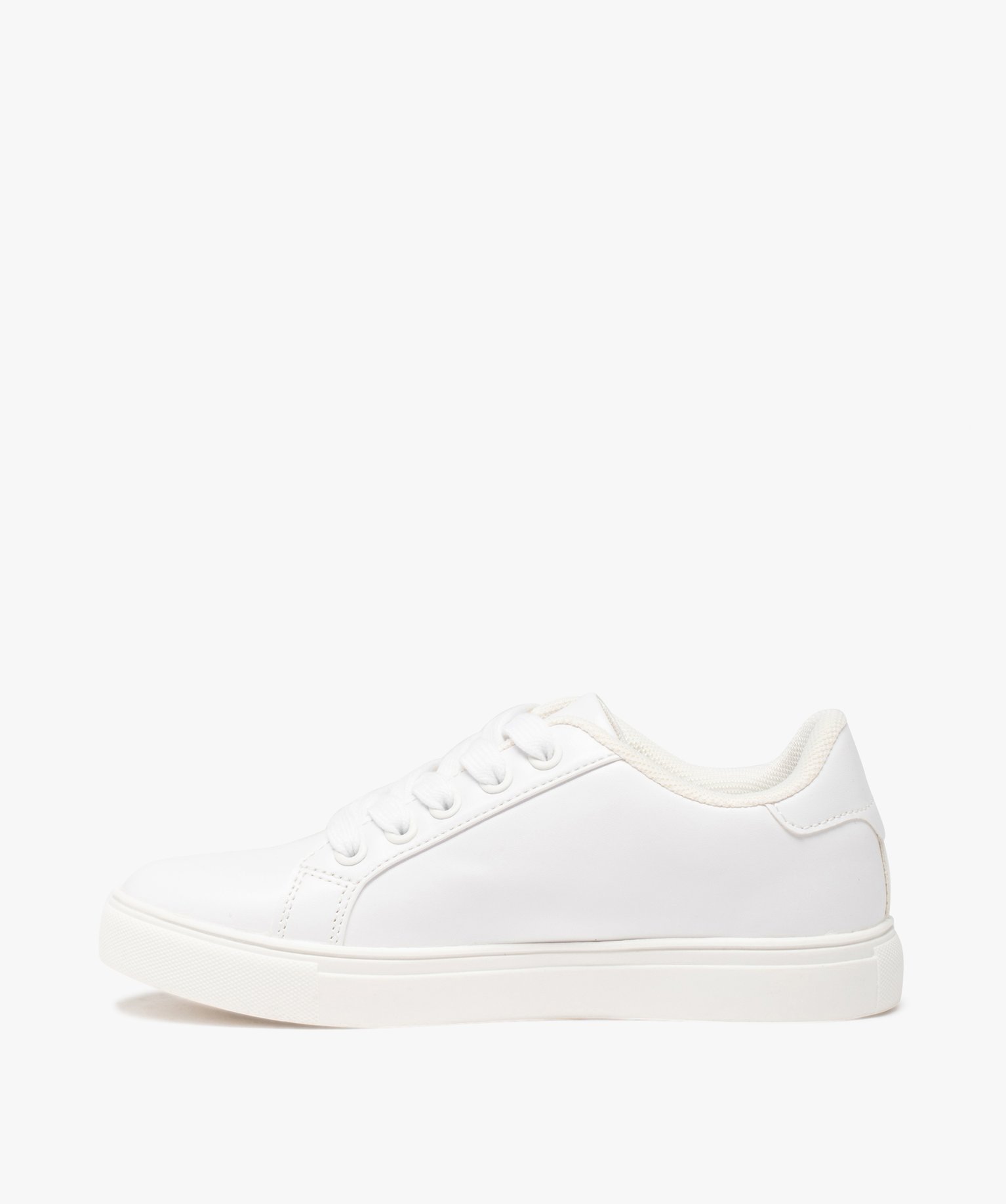 Baskets fille matelassées unies à lacets blanc | GEMO