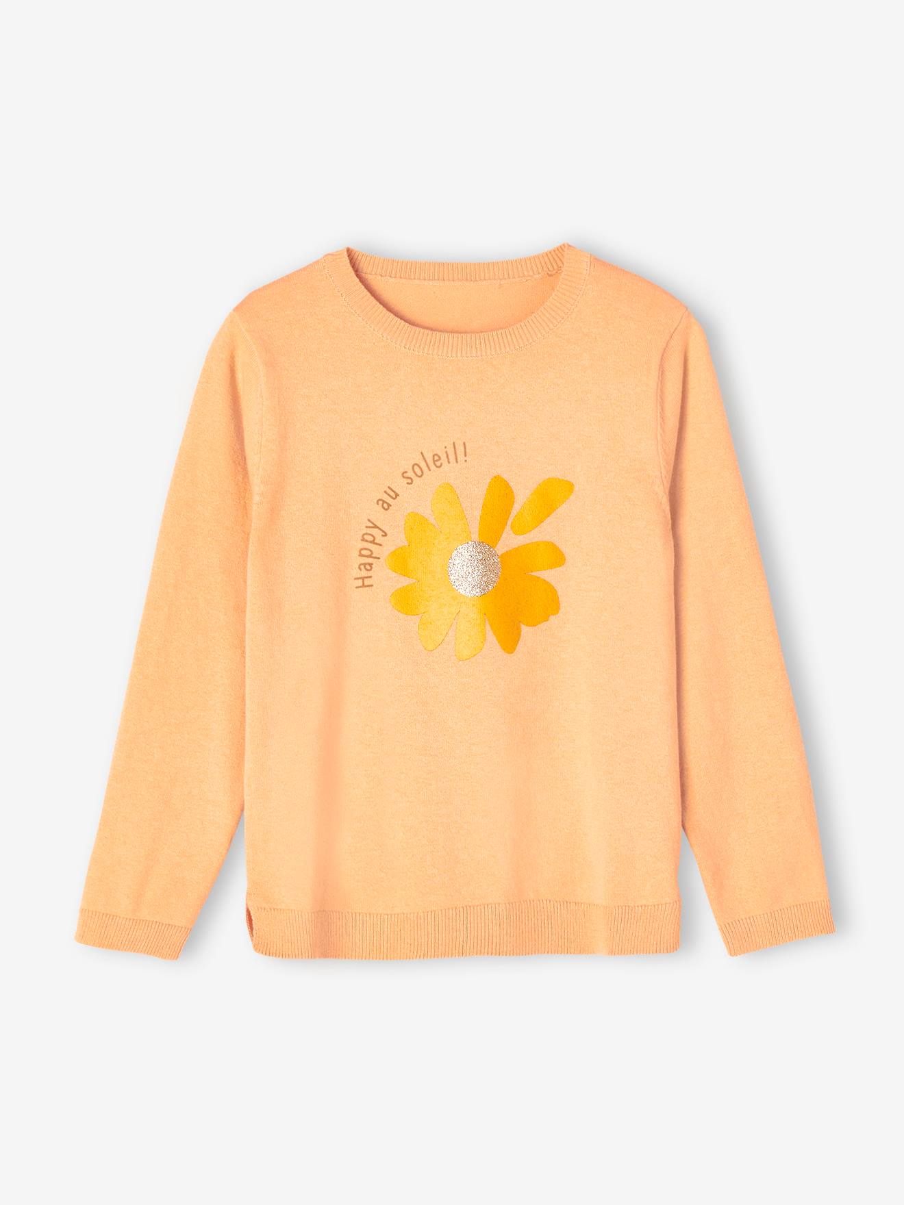 Pull Basics à message détails irisés fille framboise