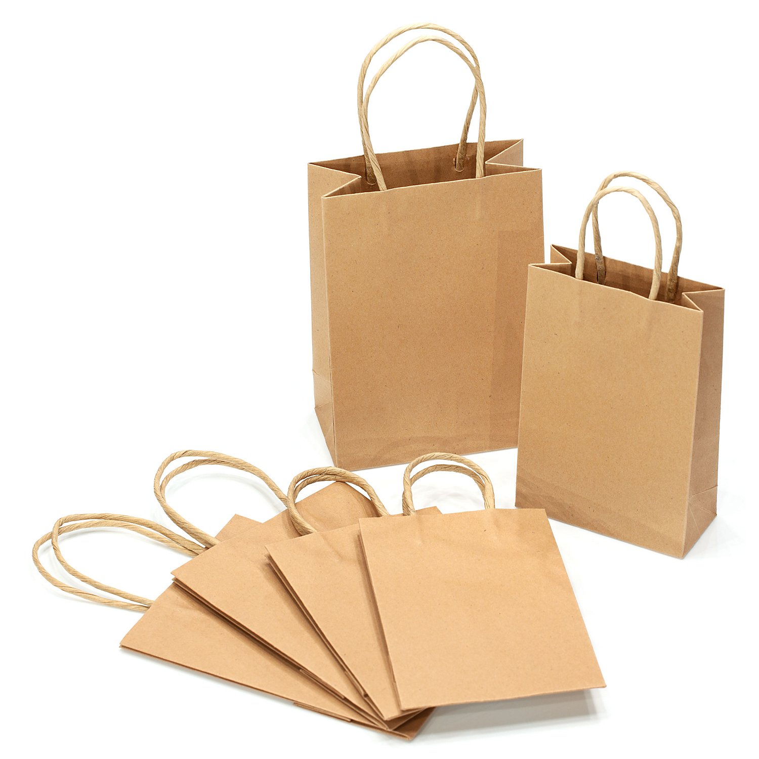Kraftpapier-Tüten, braun, 2 Größen, 12 Stück