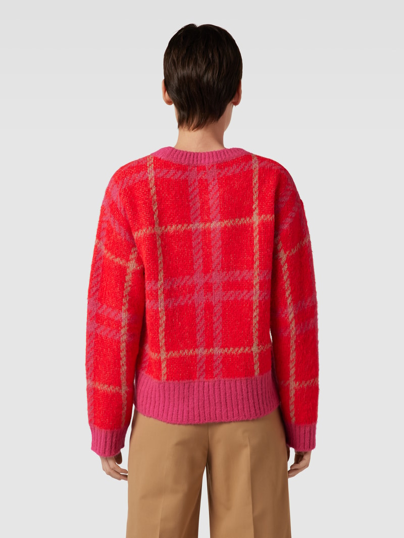 Strickpullover mit Gitterkaro in rot