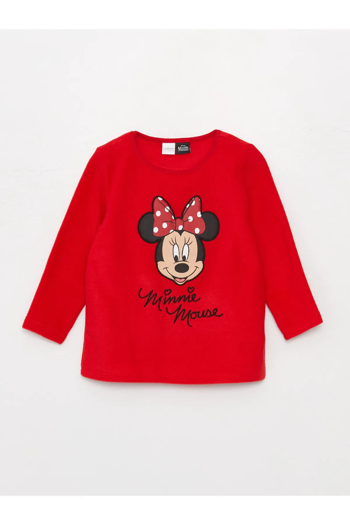 LC Waikiki  Langarm-Fleece-Pyjama-Set für Mädchen mit Rundhalsausschnitt und Minnie Mouse-Aufdruck