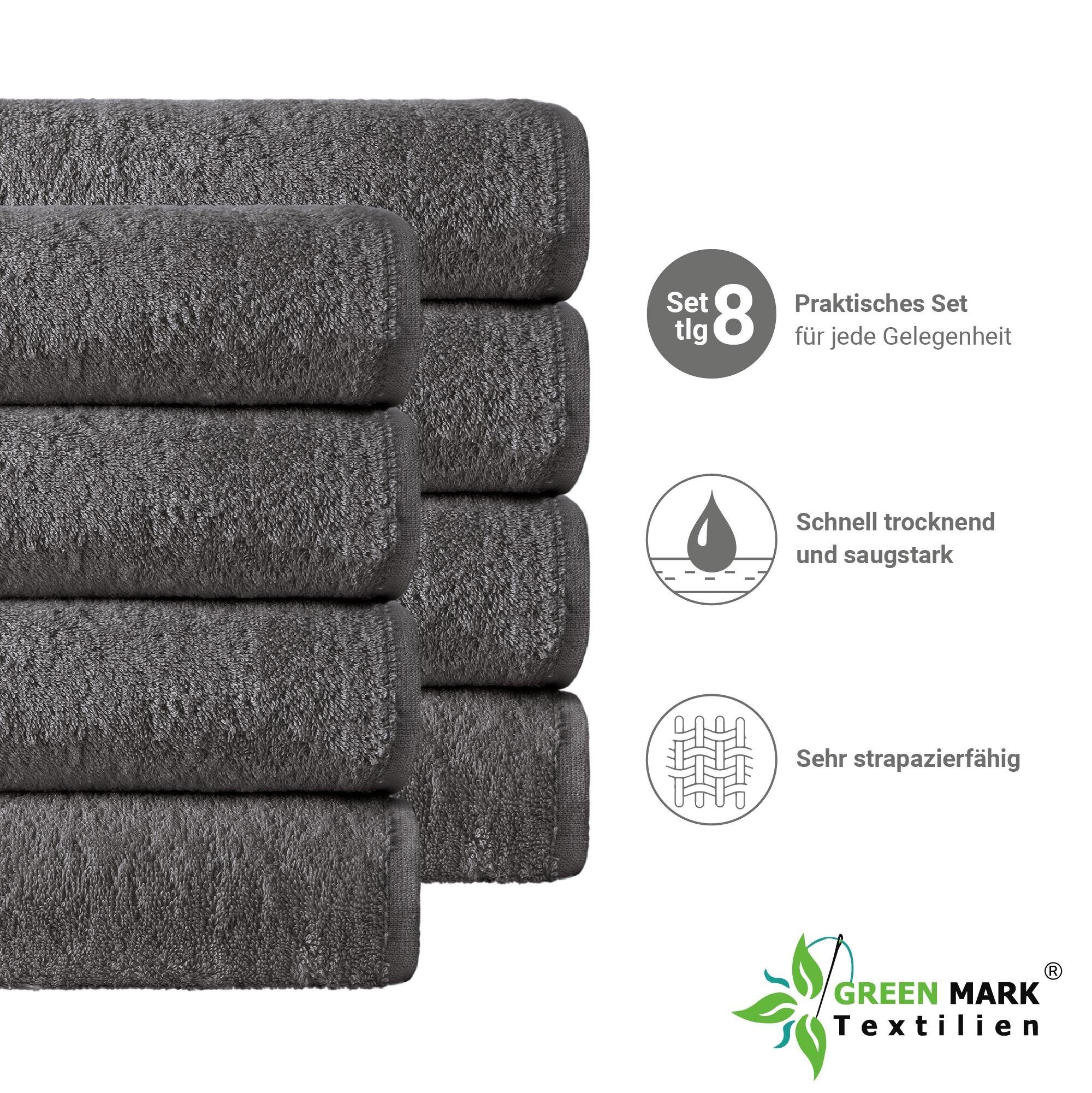 NatureMark Handtücher Handtuch 400gsm 50 X 100 CM (8er-Set), 100% Baumwolle (8-St), 8X Handtücher, 100% Baumwolle, Anthrazit grau, 50 x 100cm