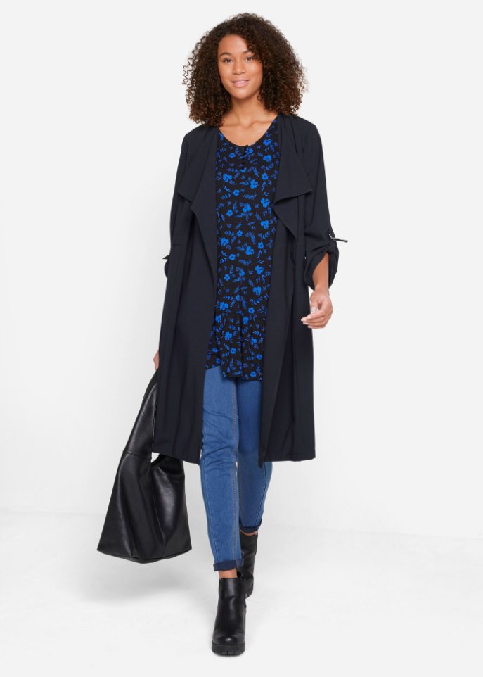 Bedruckte Shirt-Tunika mit LENZING™ ECOVERO™, langarm
