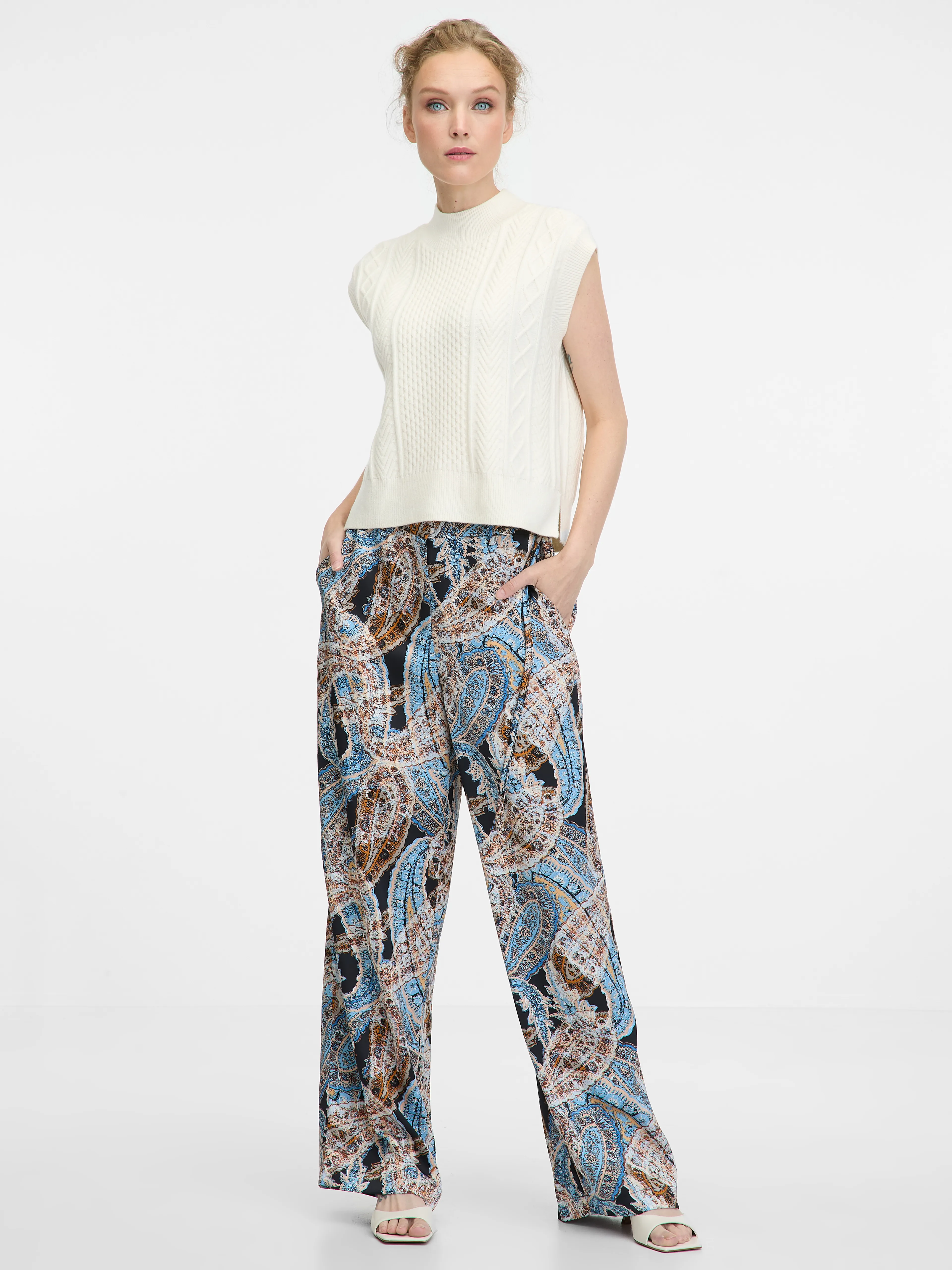 Blaue gemusterte Damenhose ORSAY