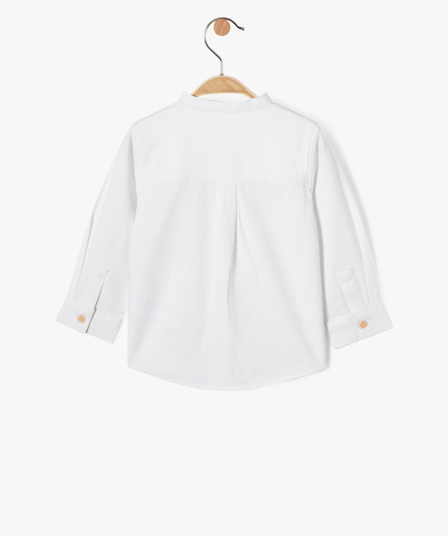 Chemise bébé Garçon à manches longues et col mao blanc | GEMO