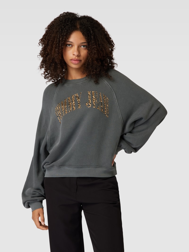 Sweatshirt mit Label-Print in mittelgrau