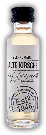 Birkenhof Alte Kirsche 0,02 Liter Birkenhof Alte Kirsche 0,02 Liter Harmonisches Destillat, in Cognacfässern gereift. 0,02	 Liter - Vol 40%