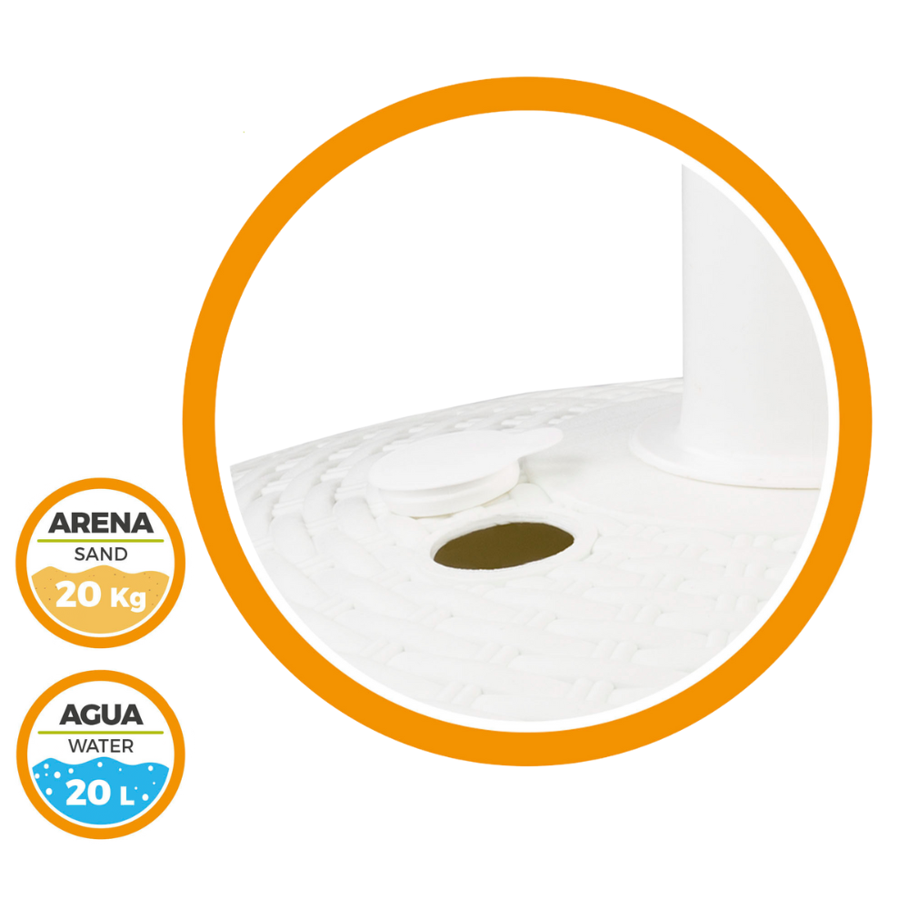 HIXA Aktiver Sonnenschirm Sockel füllbar Rattan Weiß 20 KG