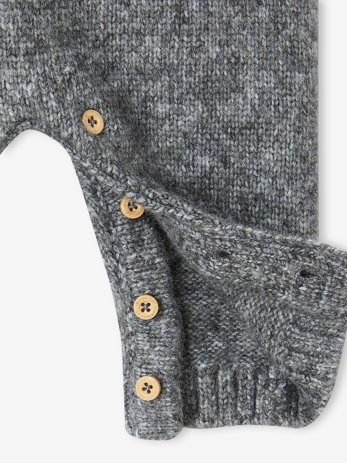 Salopette en tricot bébé jacquard gris chiné