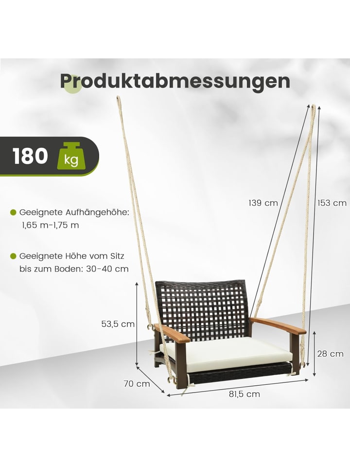 COSTWAY Hängesessel mit Kissen in Braun günstig kaufen onesize