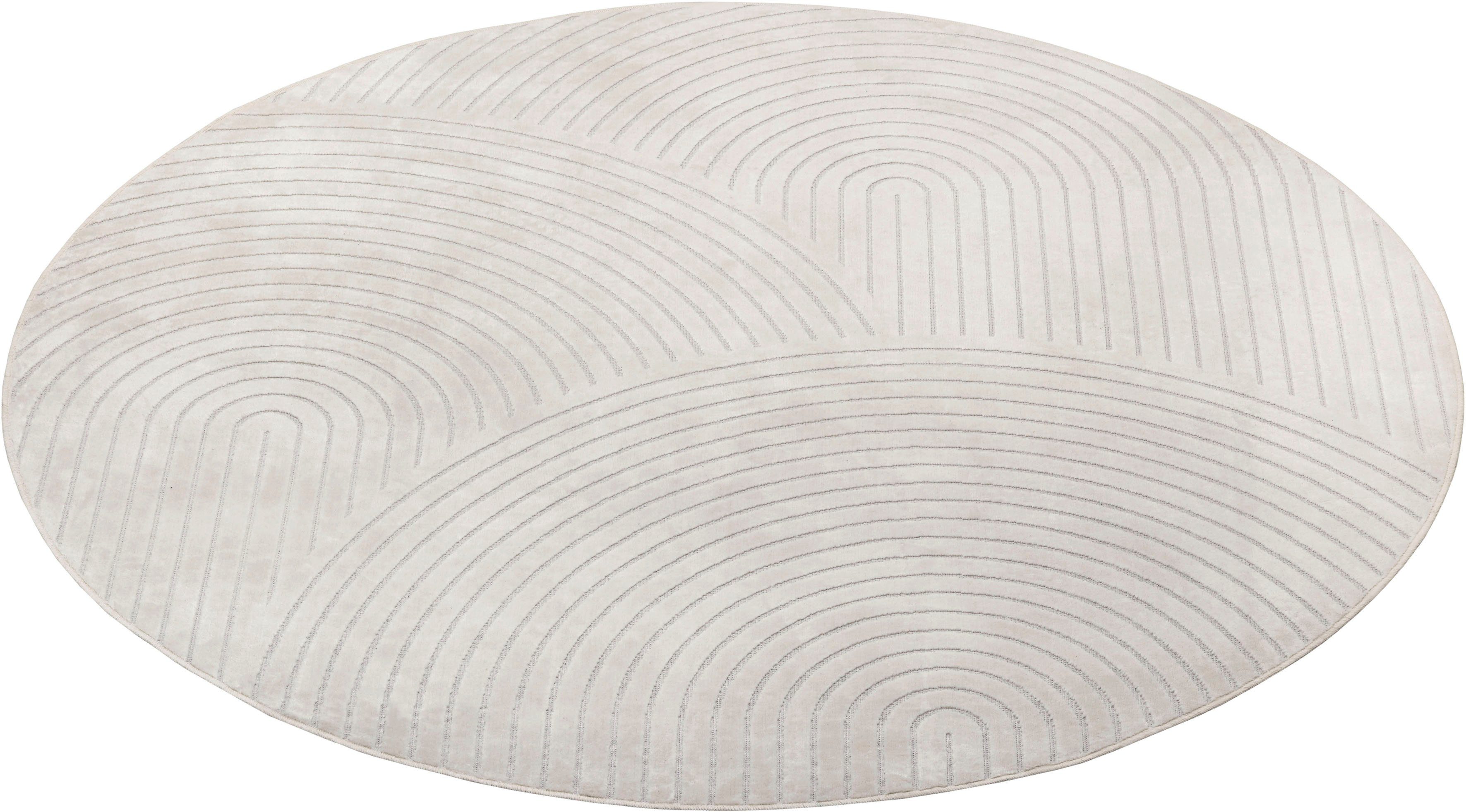 Teppich Faron, HANSE Home, rund, Höhe: 3 mm, Kurzflor, Skandi, Boho, 3D Effekt, Wohnzimmer, Schlafzimmer, Flur