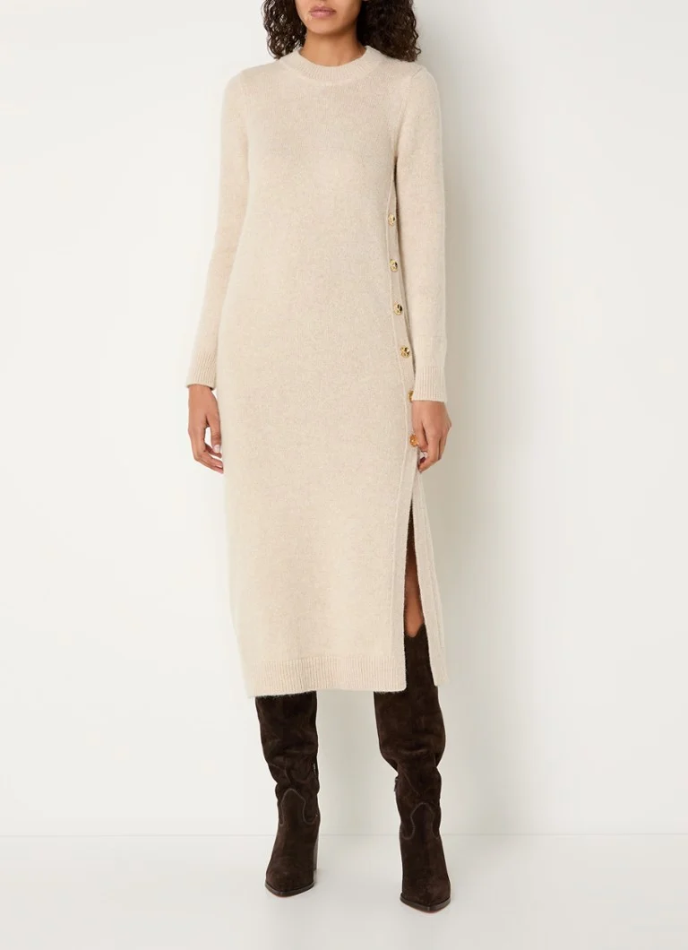 ba&sh Doree midi sweater dress in alpaca wool blend with decorative buttons