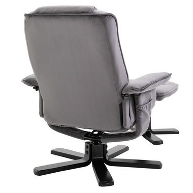 IDIMEX Relaxsessel CHARLES, Relaxsessel Samtstoff grau mit Hocker Fernsehsessel TV Sessel Relaxstu