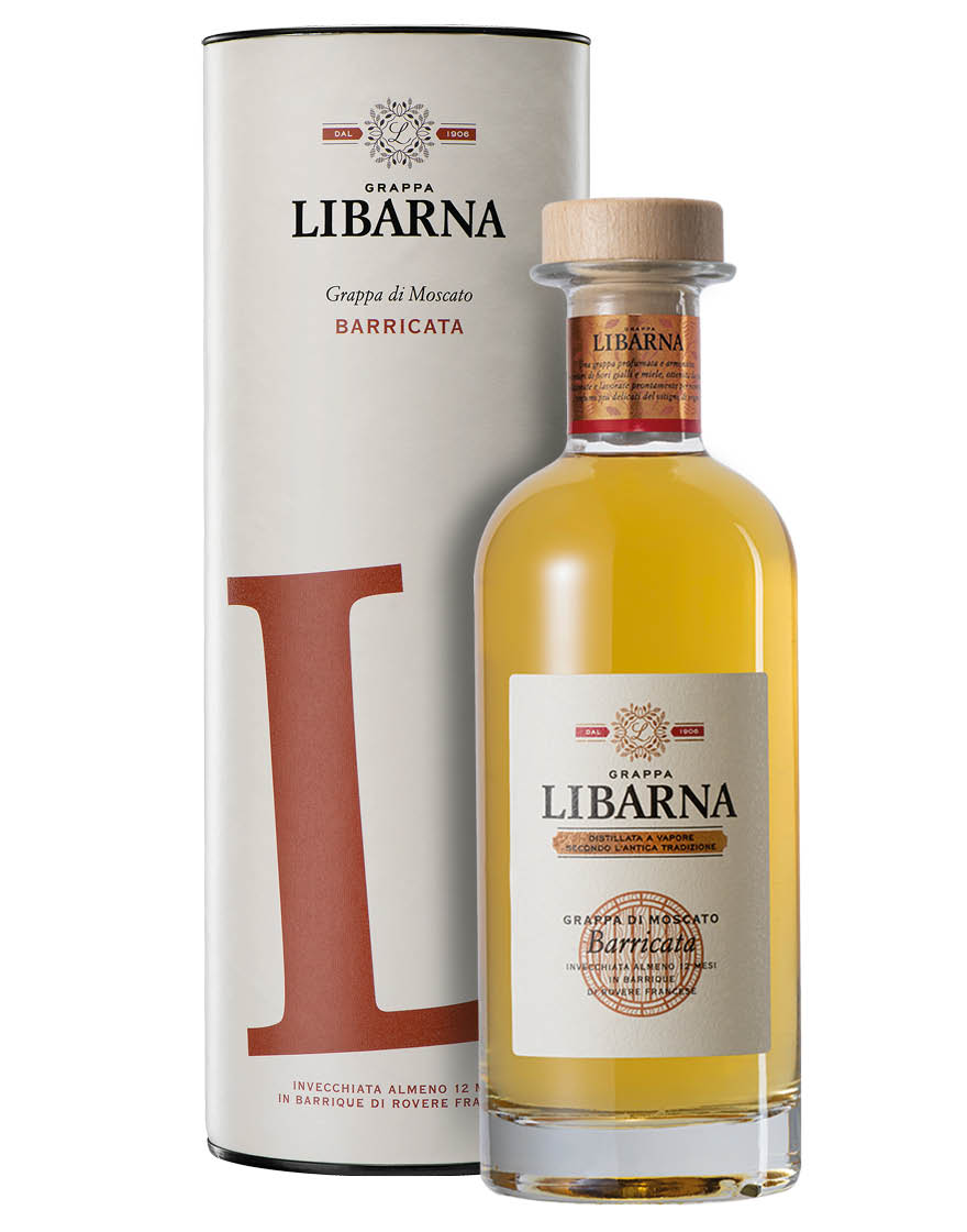 Grappa di Moscato Barricata Invecchiata 12 Mesi Libarna 0,7 ℓ, En Étui