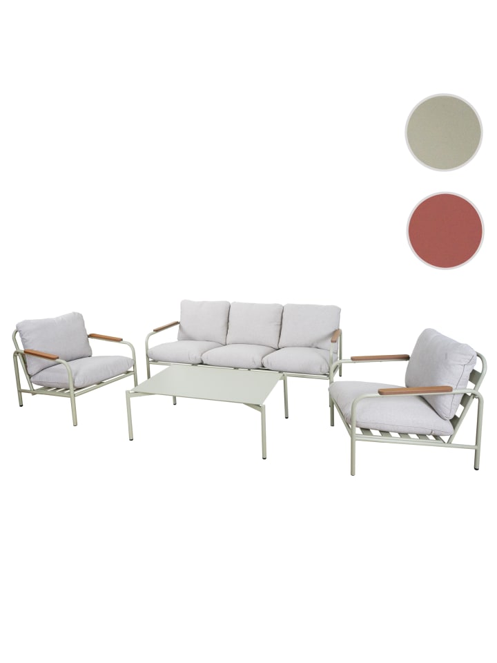 MCW Aluminium-Gartengarnitur O11, Hellgrün Polster beige günstig kaufen onesize