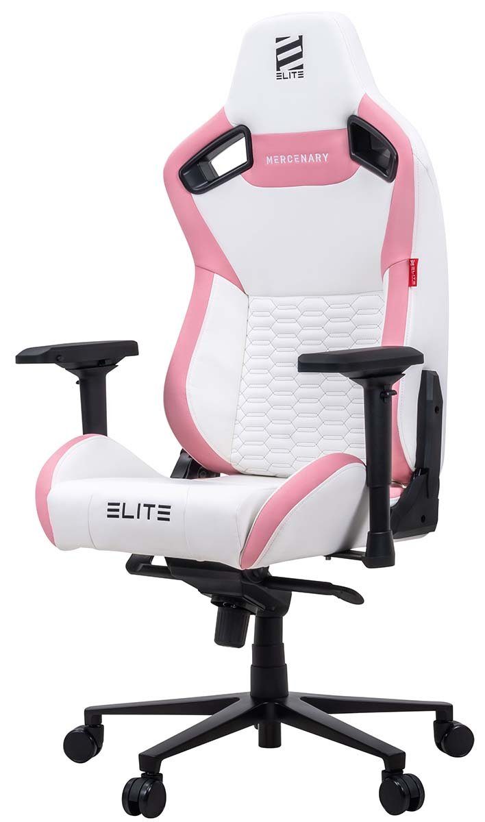 ELITE Gaming Gaming-Stuhl verstellbarer Profi Gamingstuhl ELITE Mercenary inkl. 4D-Armstützen (Drehstuhl inkl. Kopf- und Lendenwirkbelkissen (Alcantara-Optik), bis 150 kg, klappbare Rückenlehne - bis zu 135° neigbar, Home Office geeignet, Sicherheits