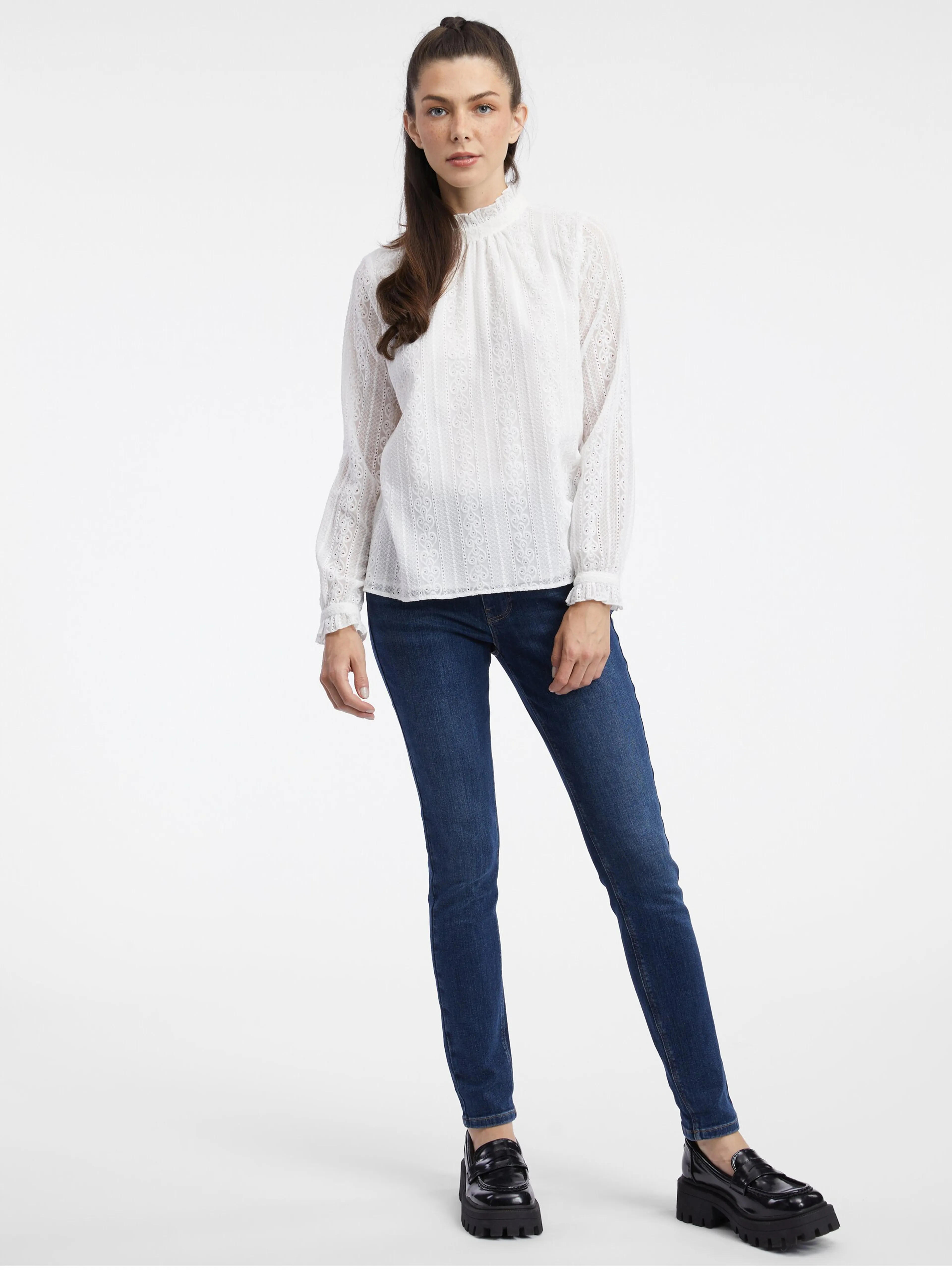 Weiße Damen-Spitzenbluse ORSAY
