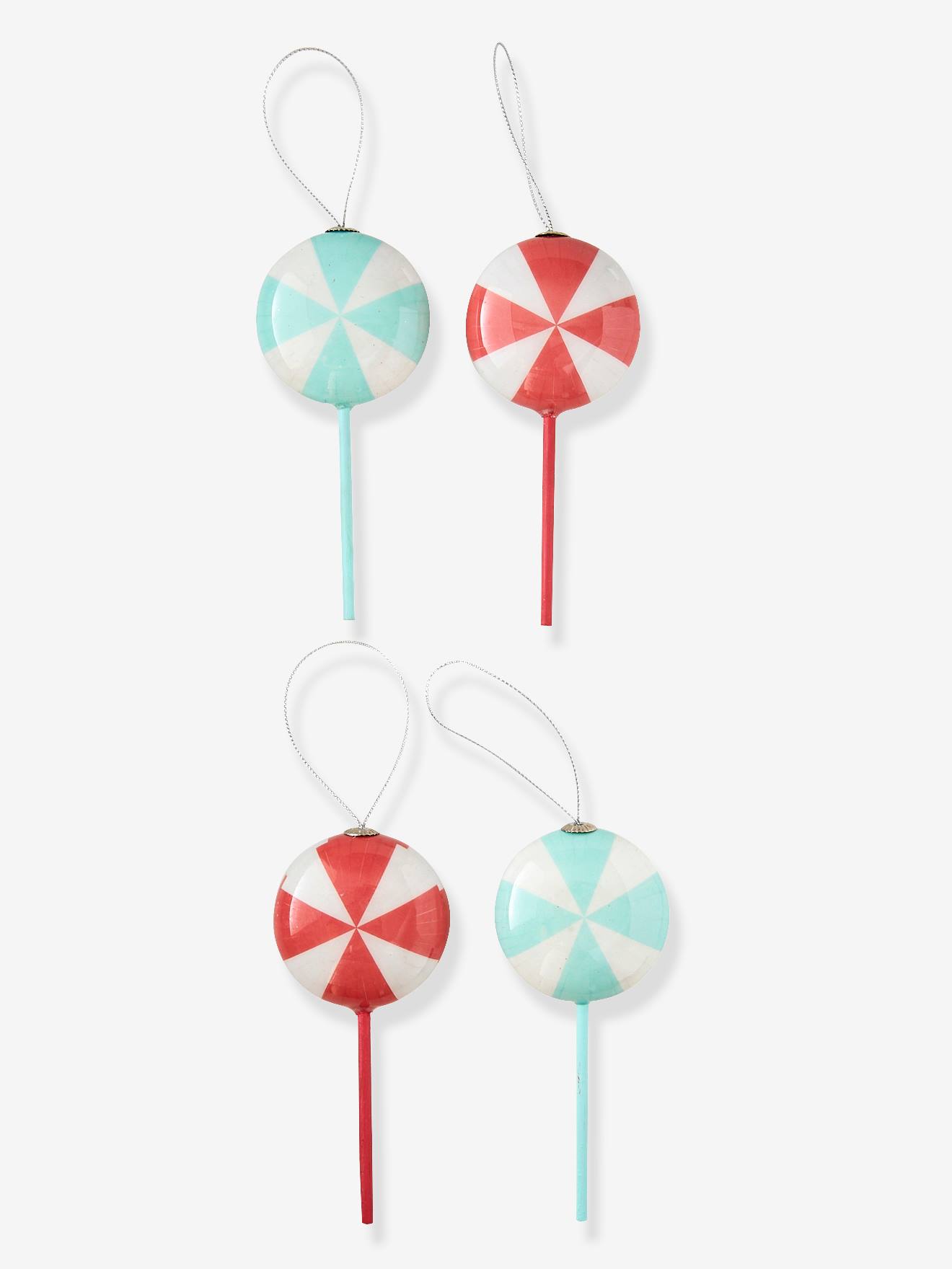 Les 4 décorations Candy à suspendre rouge