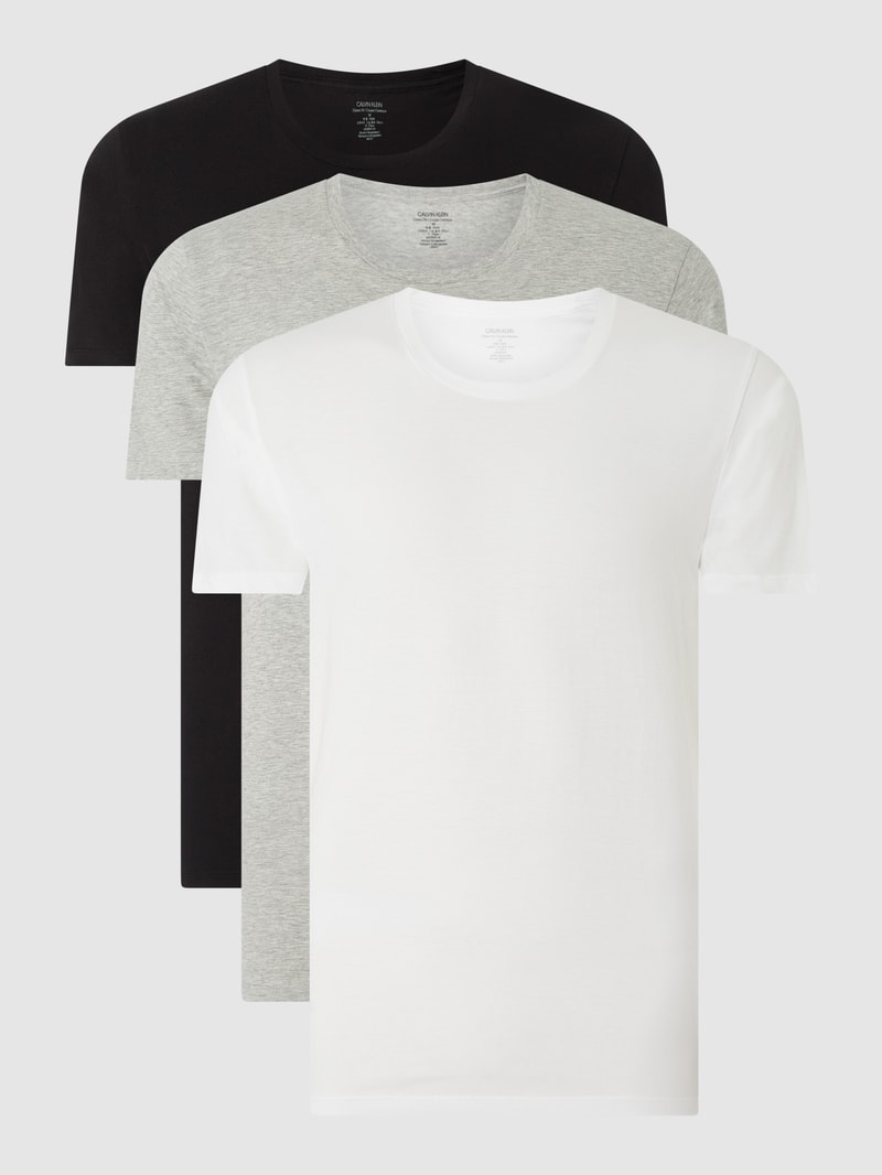 T-Shirt mit Stretch-Anteil im 3er-Pack in hellgrau meliert