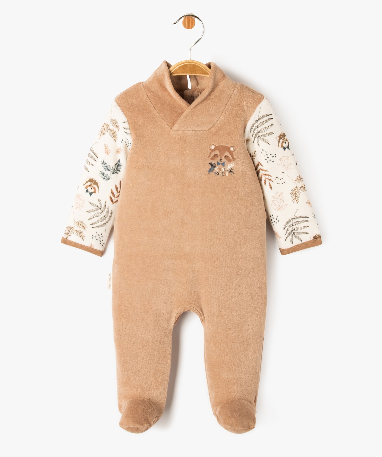 Pyjama pont-dos avec col chale bébé - Petit Béguin marron clair | GEMO