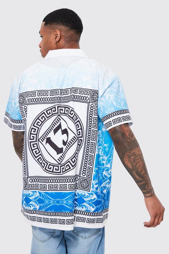 Oversize Hemd mit Barock-Print