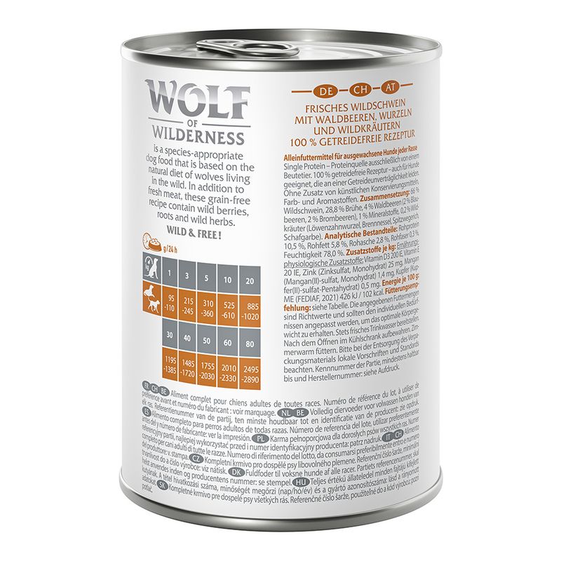 Wolf of Wilderness Adult 6 x 400 g - Single Protein