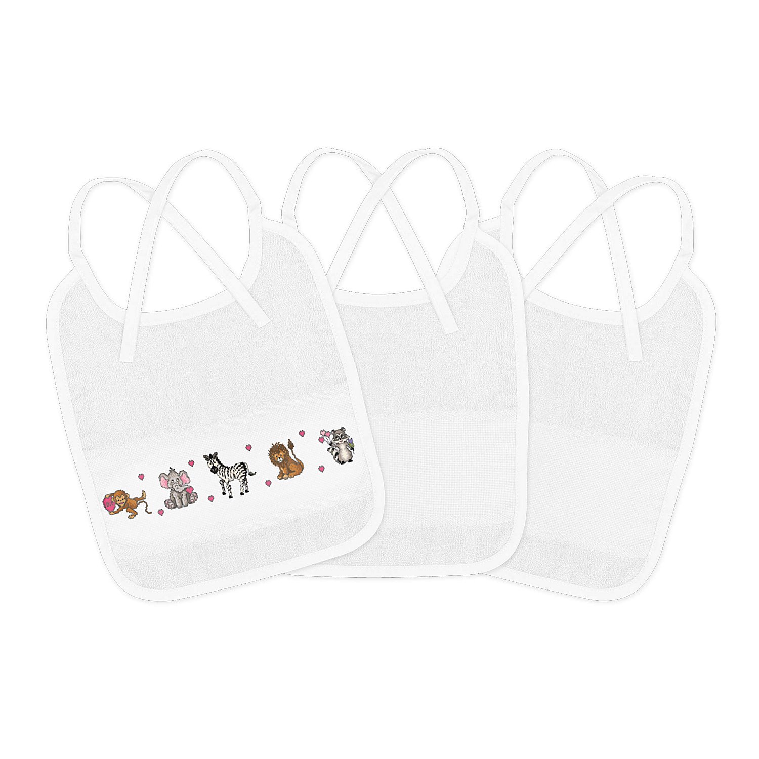 buttinette Sticklätzchen 3er-Pack, weiß