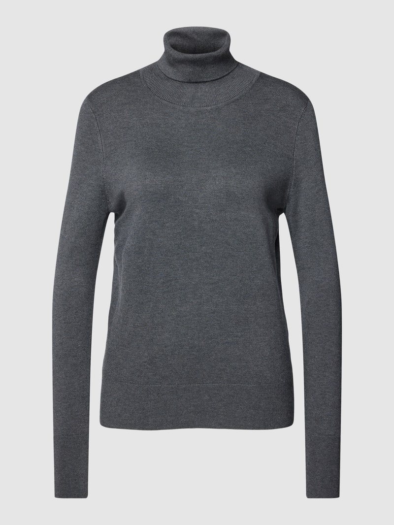 Longsleeve mit Rollkragen in anthrazit meliert