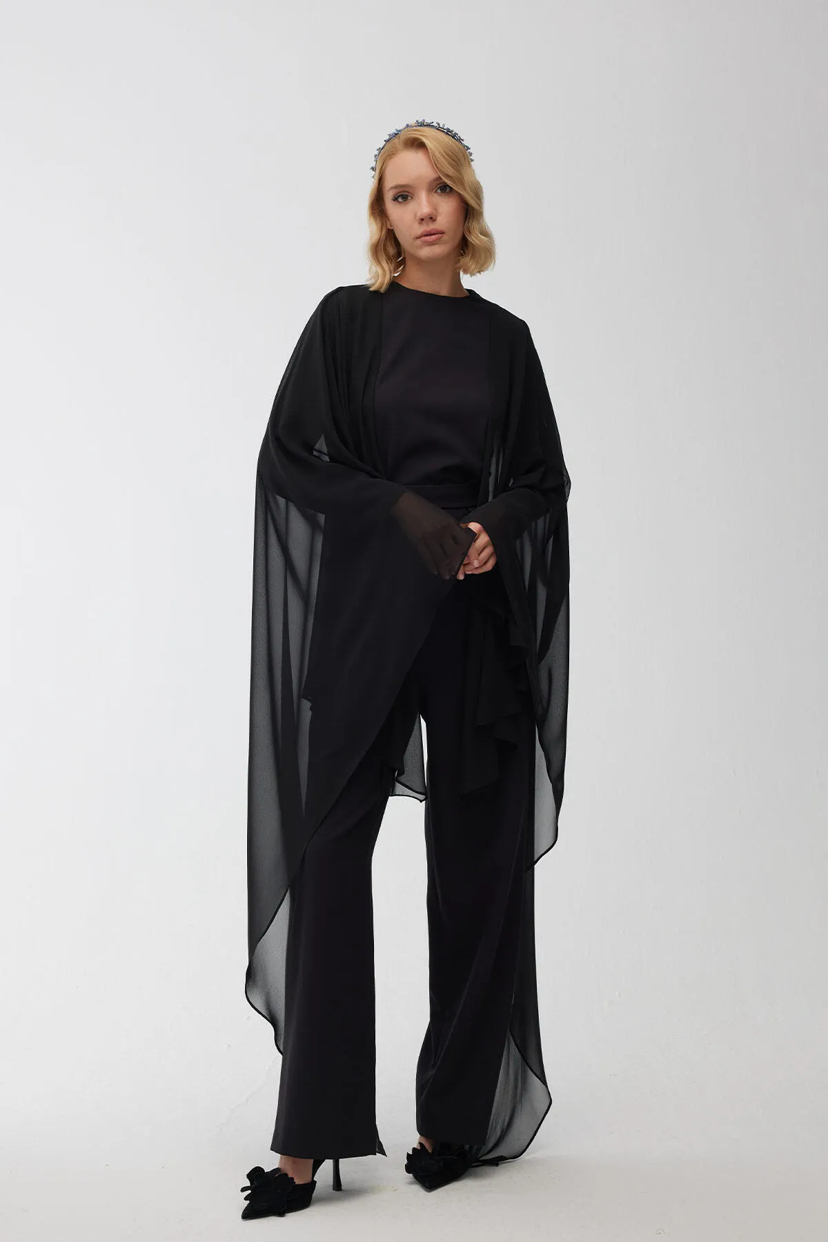 Manuka  Cape Abendkleid Overall Schwarz