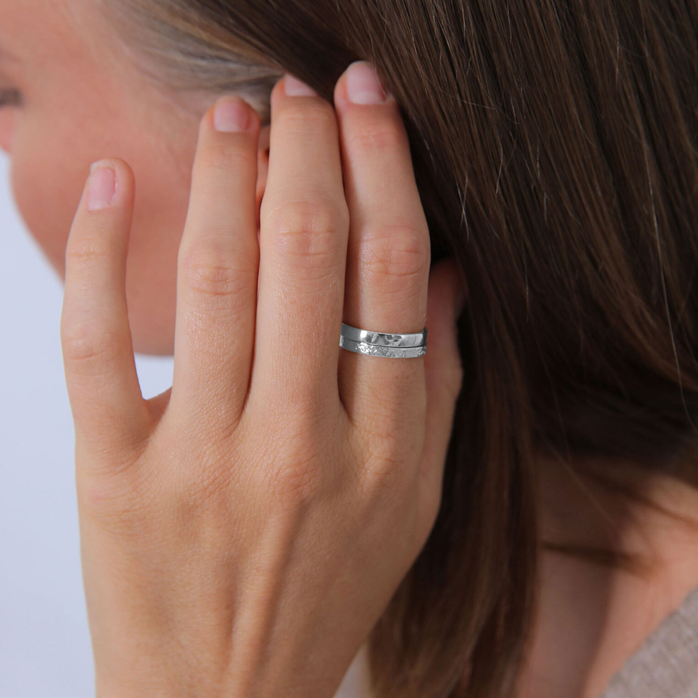 Elli Elli Bague Femmes Ensemble Basique Look Martelé Combinable en Argent Sterling 925 Bague