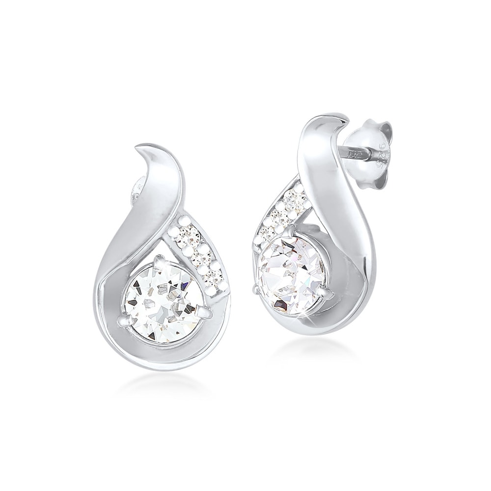 Elli Elli Boucles d'Oreilles Femme Motif de Chute Glamour avec Cristaux en Argent Ster Boucles d'oreilles