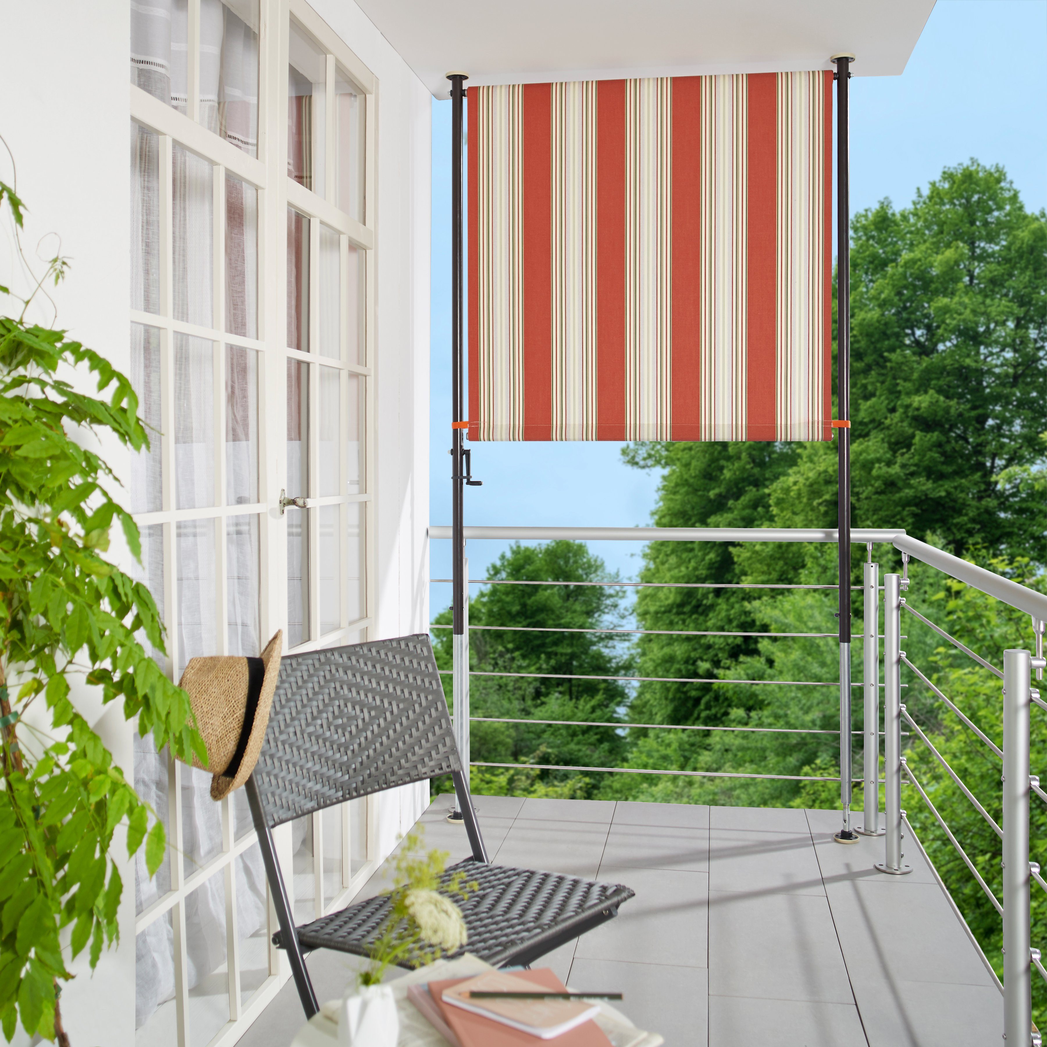 Angerer Freizeitmöbel Klemm-Senkrechtmarkise Nr. 9300 rot/beige, BxH: 120x275 cm
